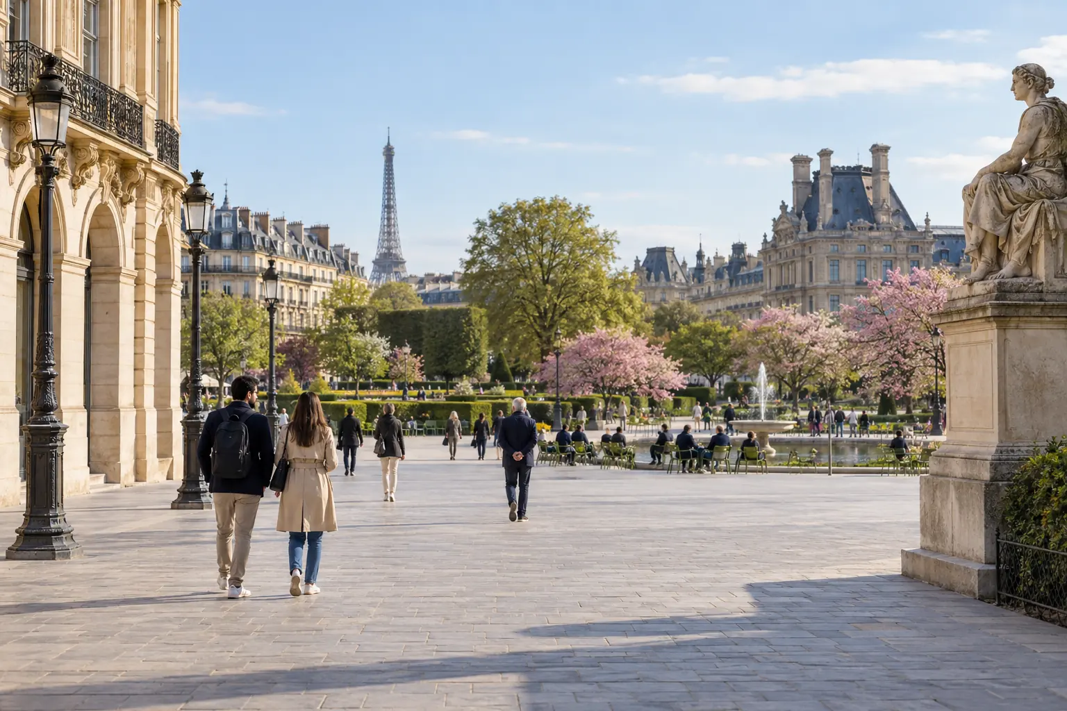 Promenade dans un jardin parisien lors d’une journée calme